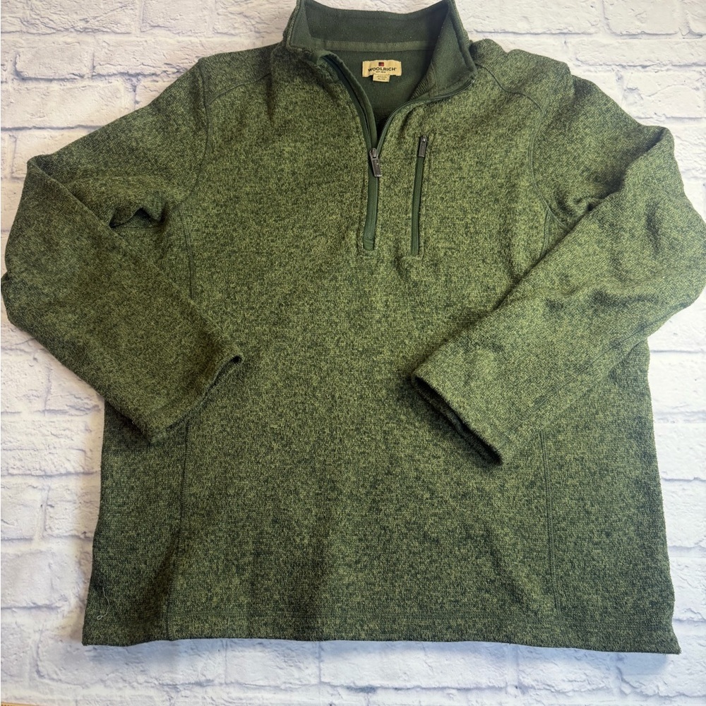 Woolrich Olive Green Heather Quarter-Zip Pullover. Size XL.